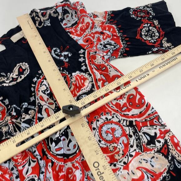 Ann Taylor LOFT Top Womens X Small Red‎ Black Paisley Floral Shift Blouse Top - Picture 6 of 7